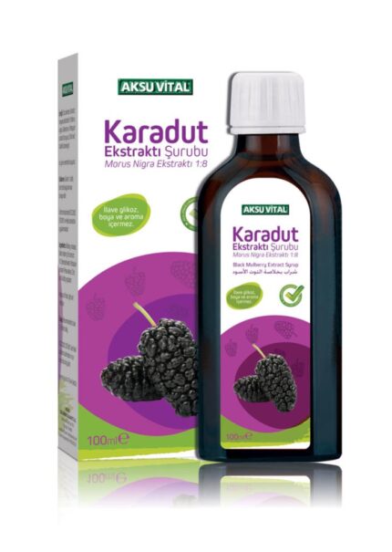 Aksu Vital Karadut Ekstraktlı Şurup 100 ml Katkısız Yüzde 100 Doğal